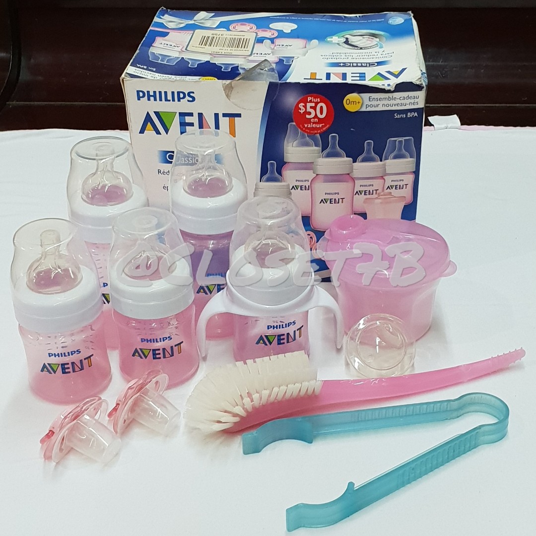 avent pink bottles gift set