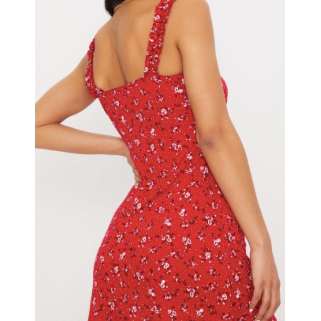 plt red floral dress