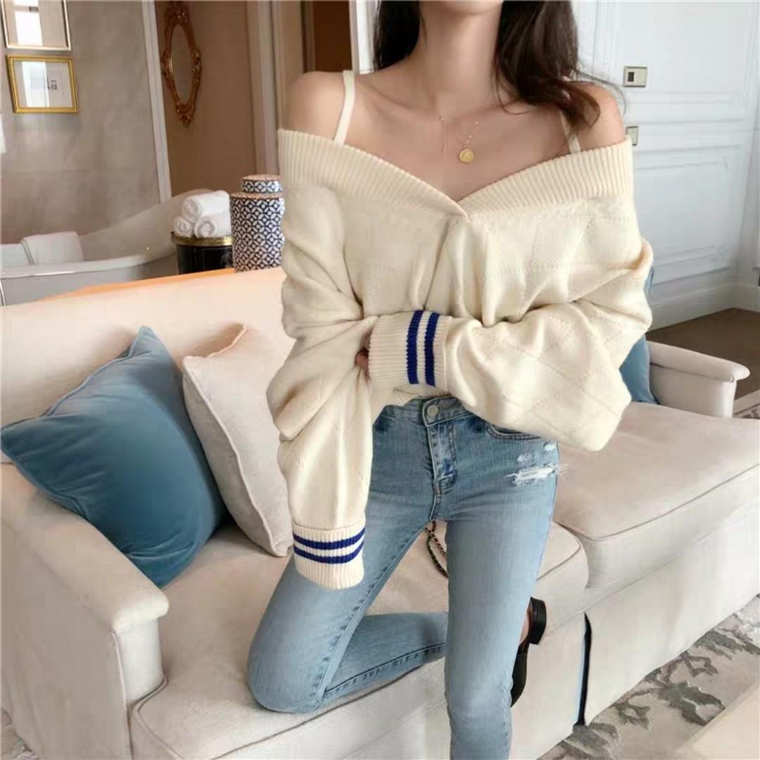 off the shoulder baggy sweater