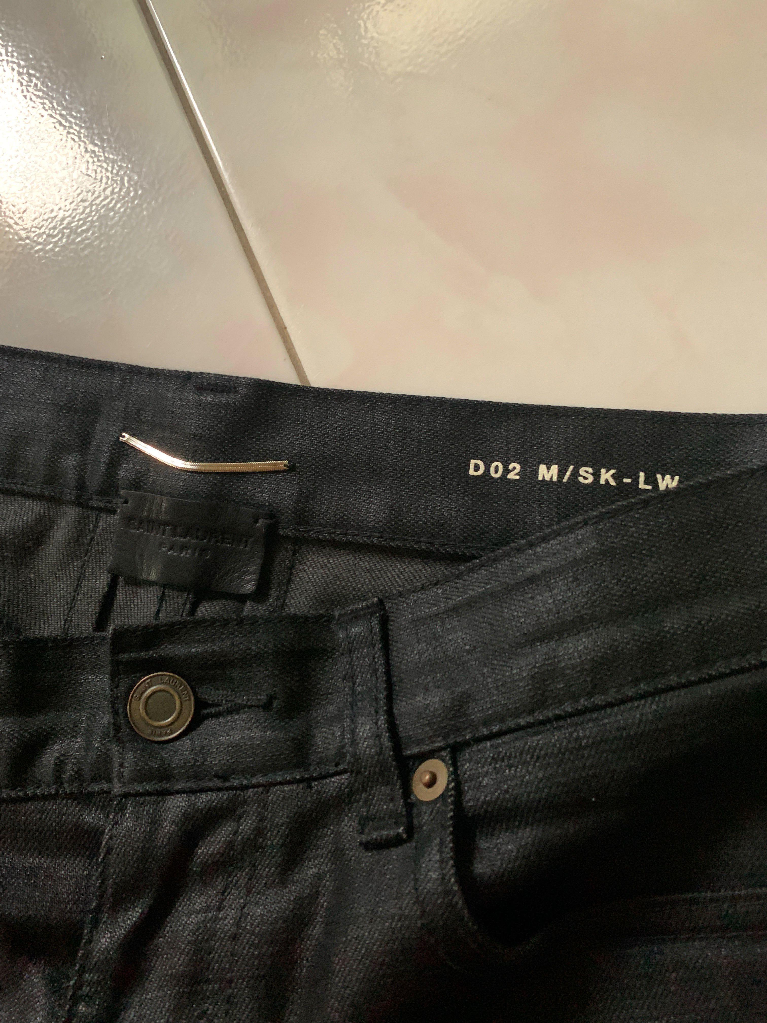 saint laurent waxed jeans