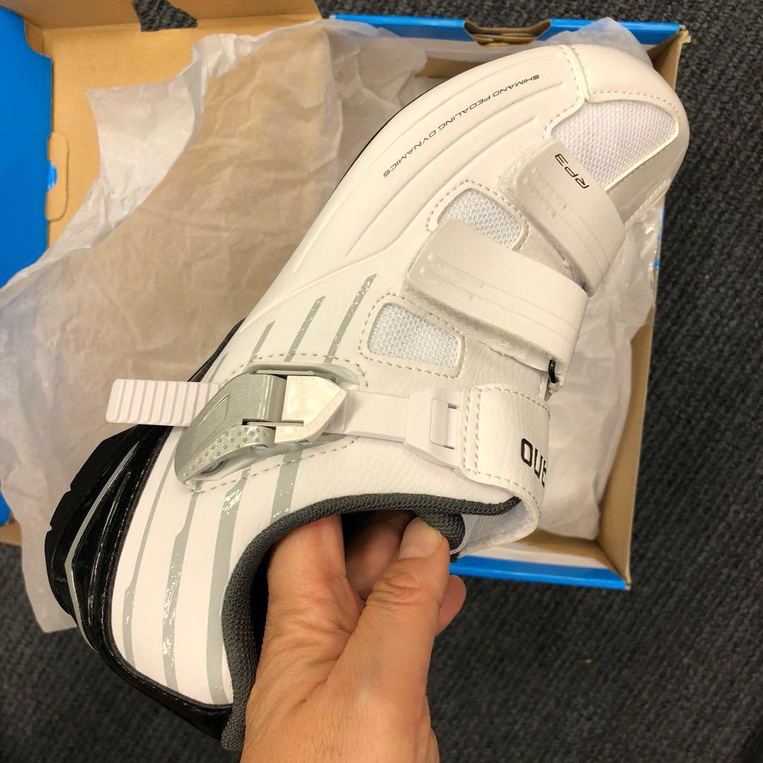 Shimano RP3 SPD SL Road Shoes Wide Fit in White Sports Equipment Bicycles Parts Parts Accessories on Carousell
