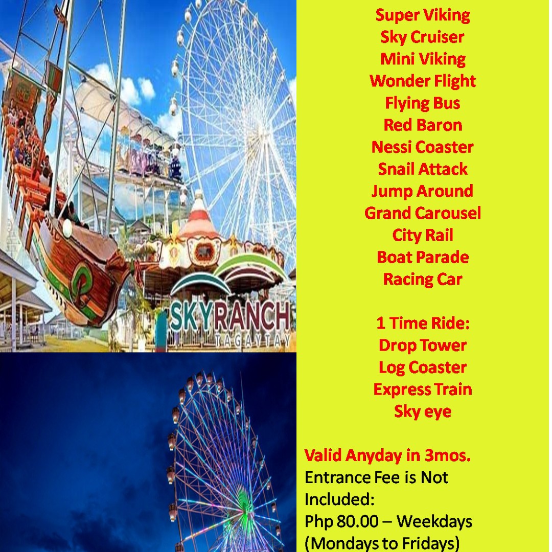 SKYRANCH (Tagaytay), Tickets & Vouchers, Store Credits on Carousell