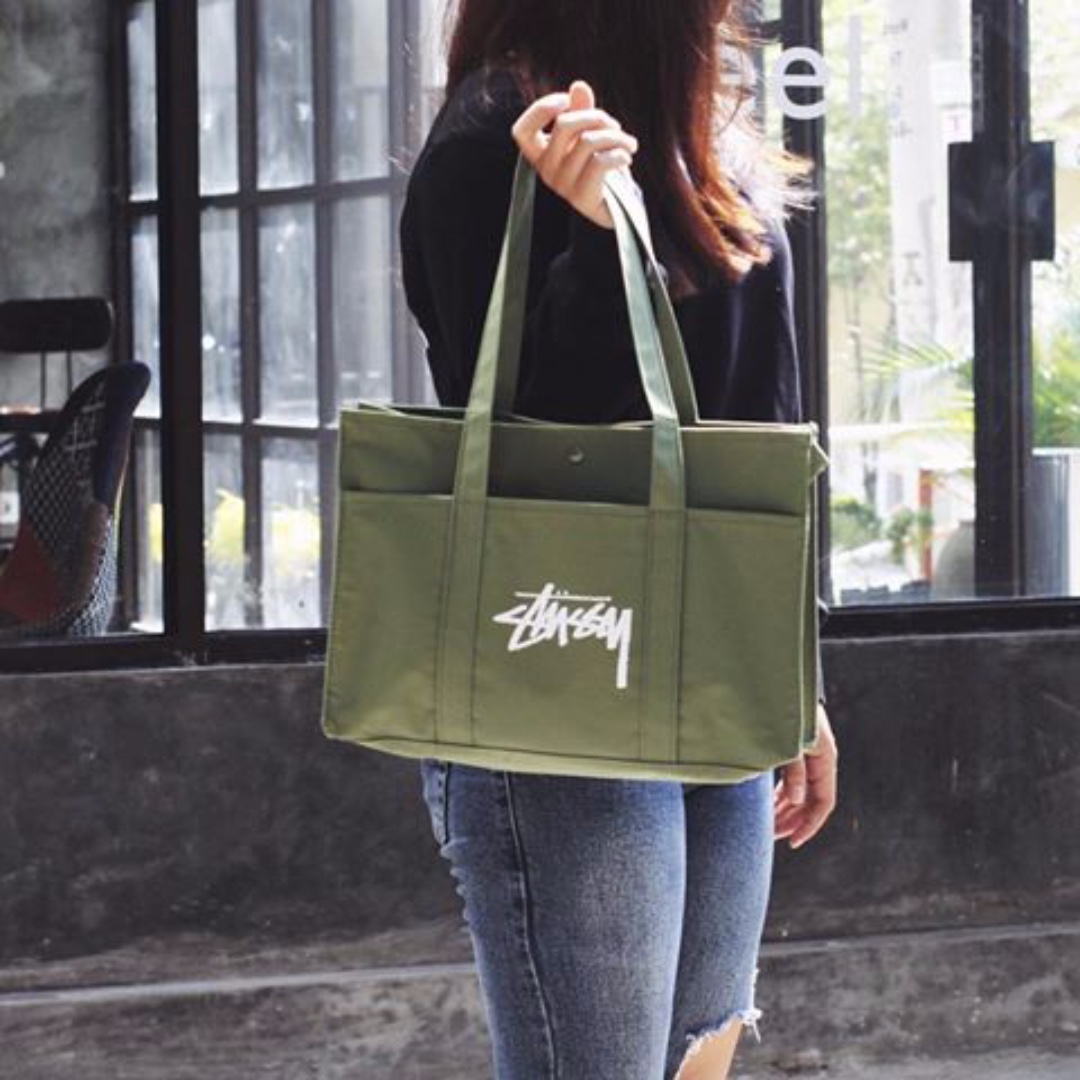ErsA z Group l stussy military green tote bag