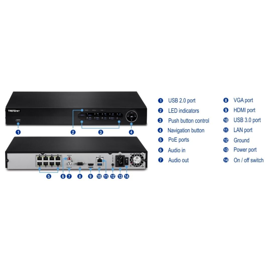 Trendnet TV NVR208 8 Channel 1080p HD PoE NVR