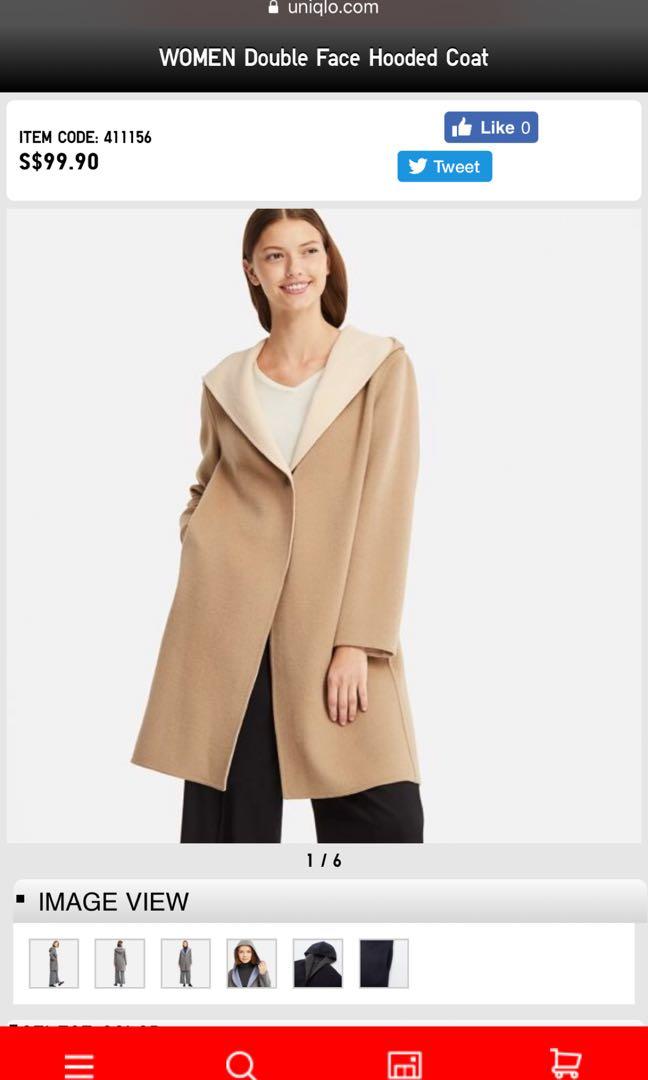 Uniqlo double face hooded coat discount