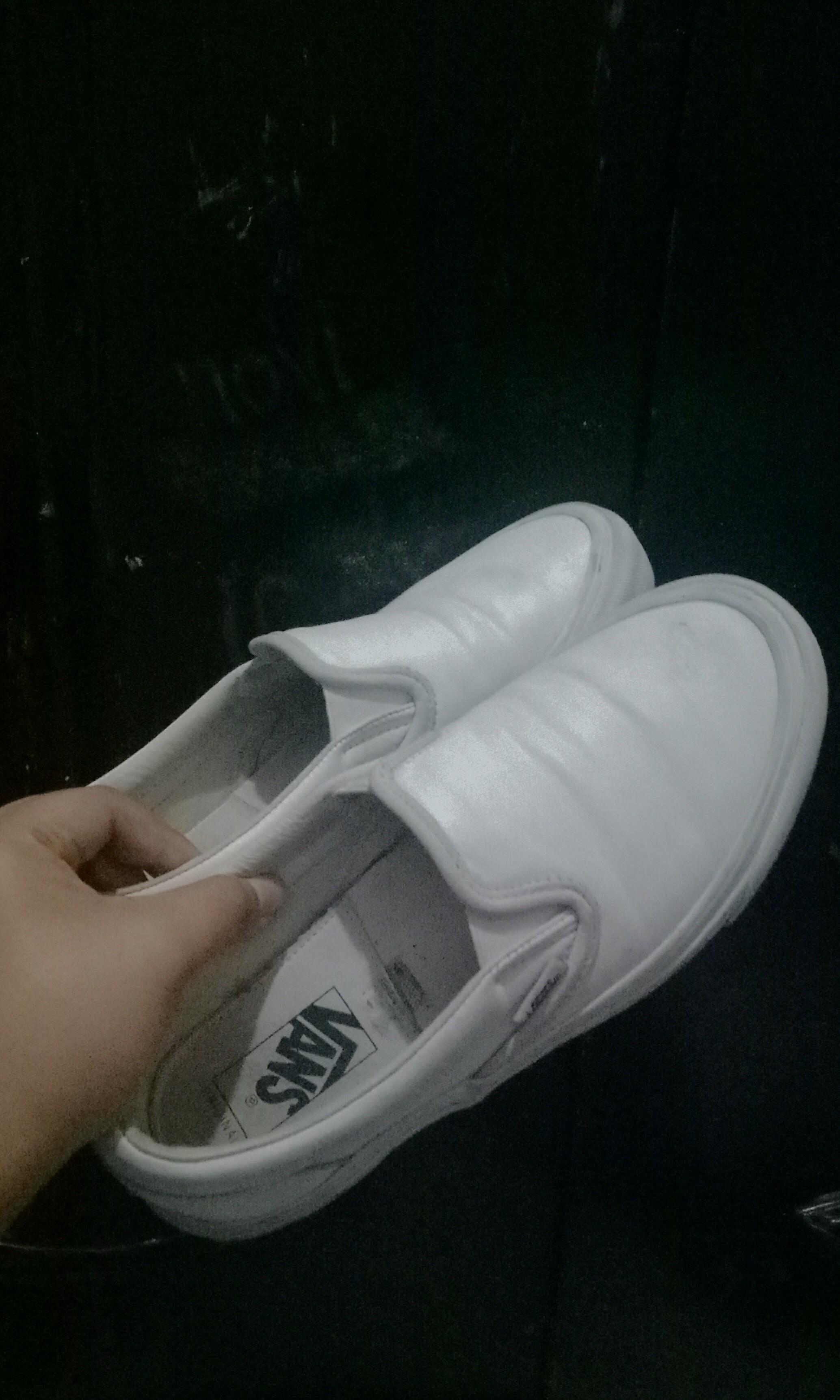 slip on white leather