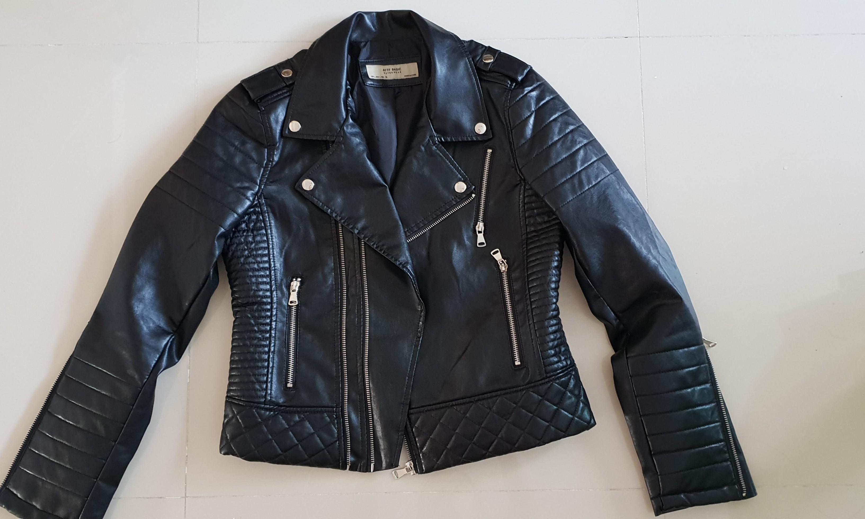 Aftf basic leather jacket shop
