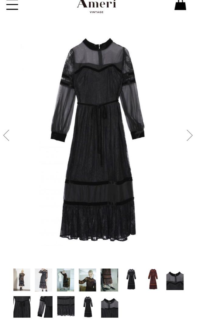 全新日本ameri vintage sheer lace dress全雪紡蕾絲100%真品，購自日本