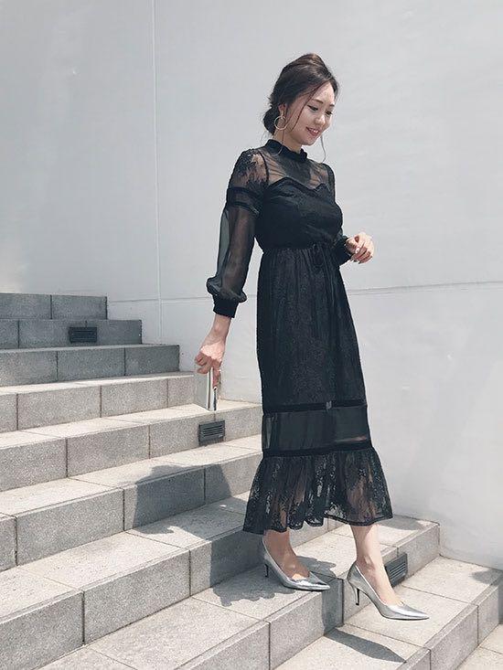 全新日本ameri vintage sheer lace dress全雪紡蕾絲100%真品，購自日本