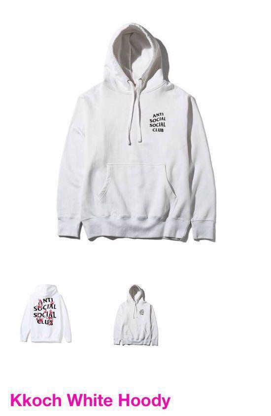 BN Authentic Anti Social Social Club Kkoch White Hoodie Men s Fashion Tops Sets Hoodies on Carousell