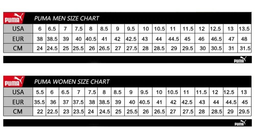 puma shoe size chart cm