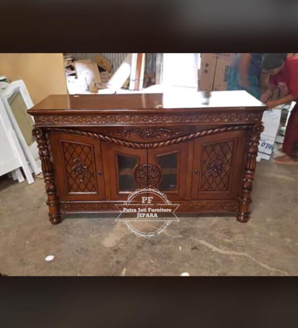 Bufet Tv Full Ukir Kayu Jati Jepara Murah Free Ongkir Antik