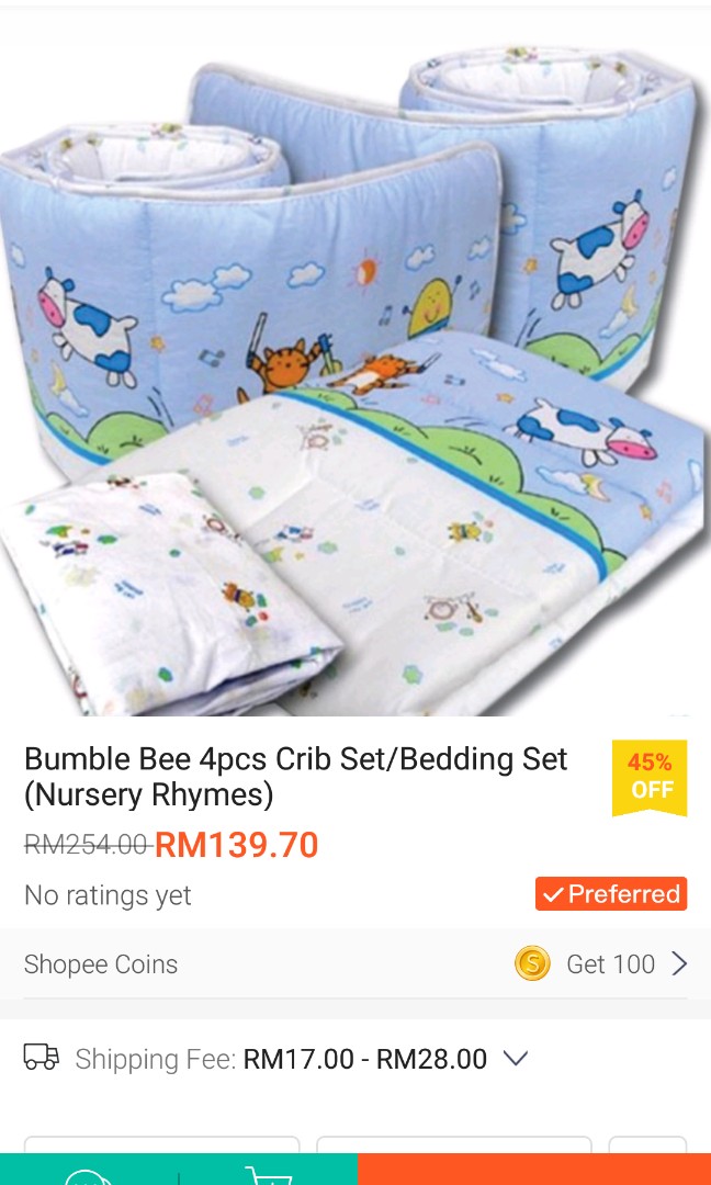 Bumble Bee Bedding Bayi Kanak Kanak Cots Cribs Di Carousell