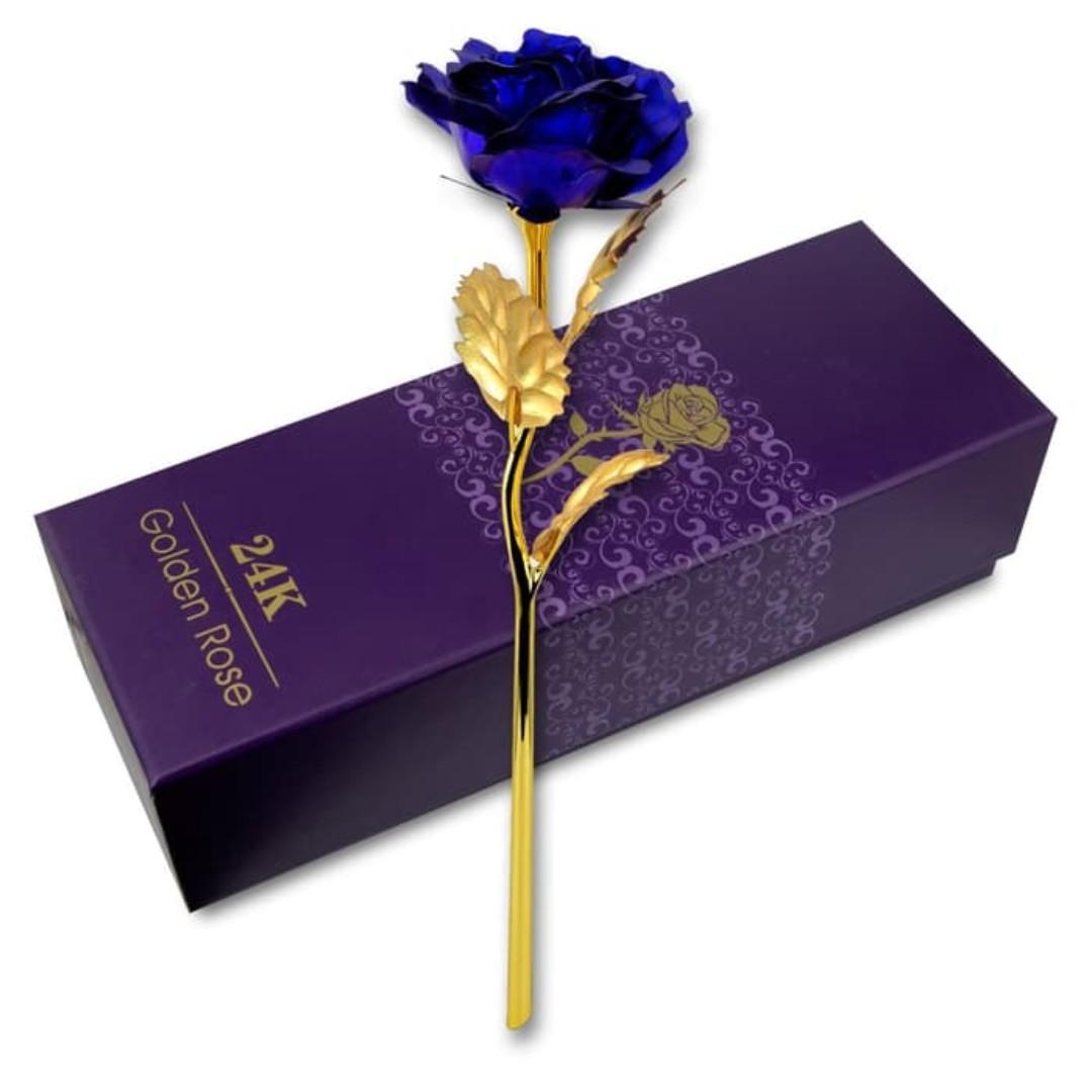 Bunga Mawar Biru Emas 24k Rose Flower Gift Kado Hadiah