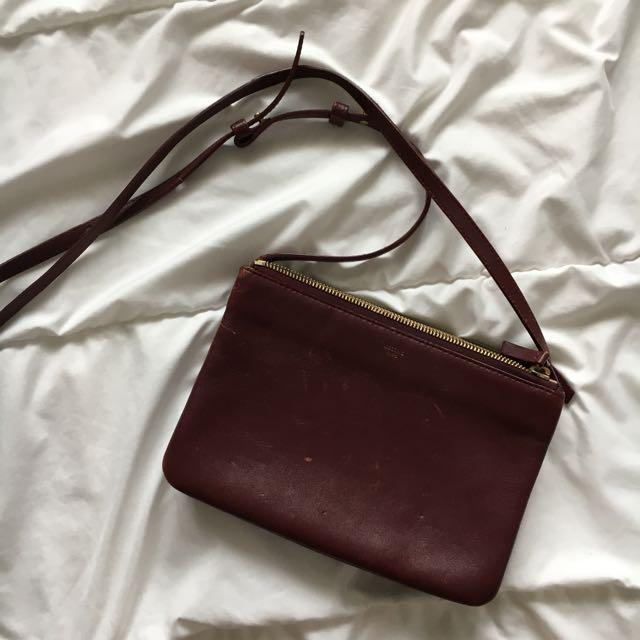 Celine Trio Small in burgundy, Luxury, Bags & Wallets on Carousell
