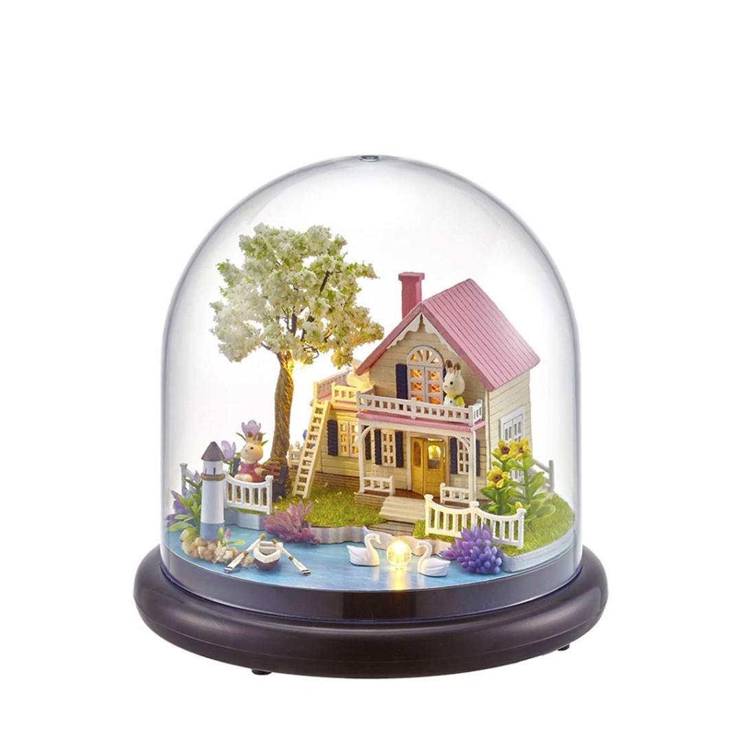Christmas Giftidea Diy Miniature Dollhouse Glass House Kit Furniture Wooden Handmade Creative Room Glass Ball Model Dollhouse Toy Design Craft Handmade Craft On Carousell
