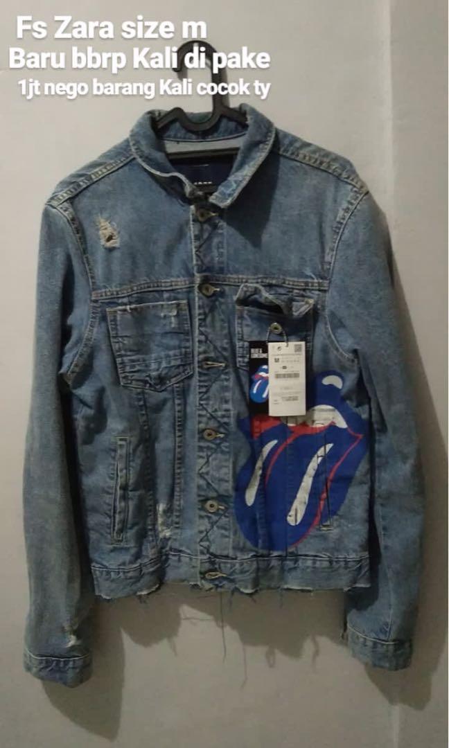 Rolling stones denim jacket zara Clearance