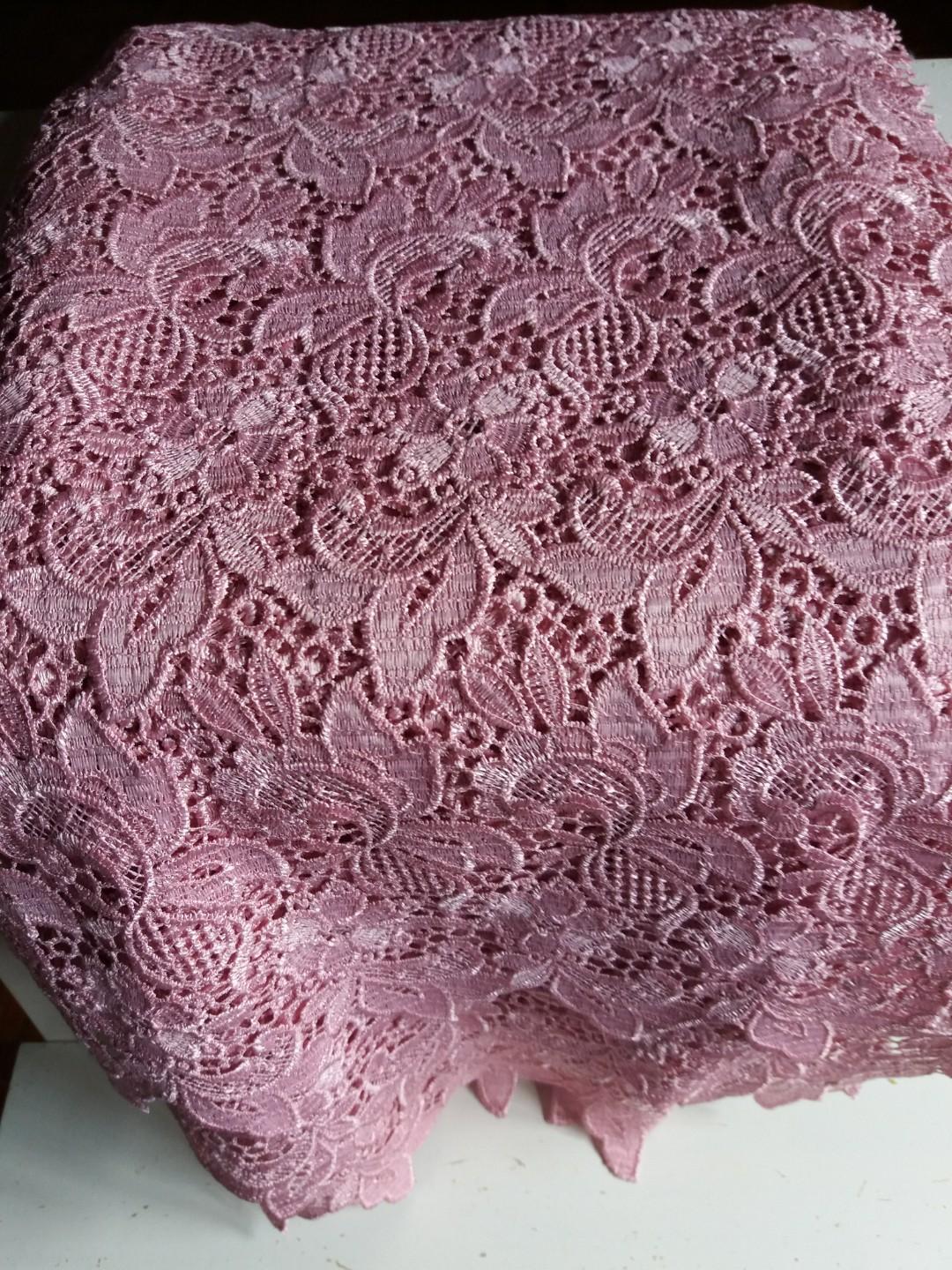 Kain Sulam Prada Lace Pink Women s Fashion Muslimah Fashion