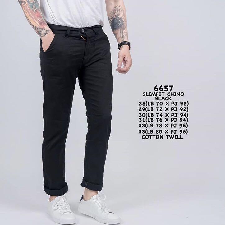 Men Black Chino Pants Slimfit Men S Fashion Clothes Tops On