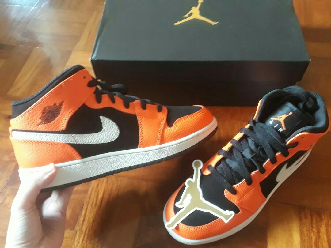 Nike Air Jordan 1 Mid Cone Orange Size 