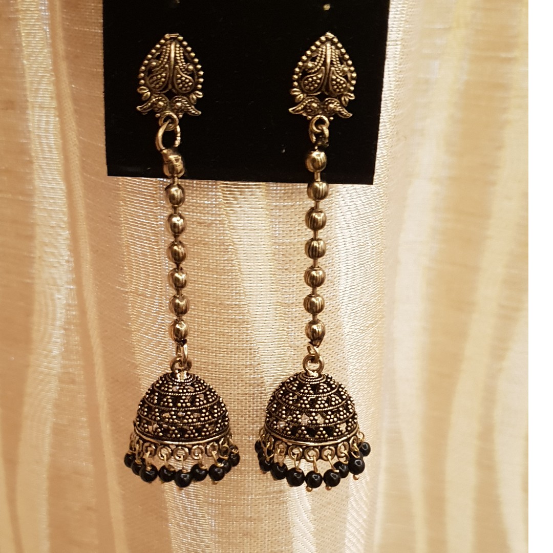 Oxidised cheap golden jhumka