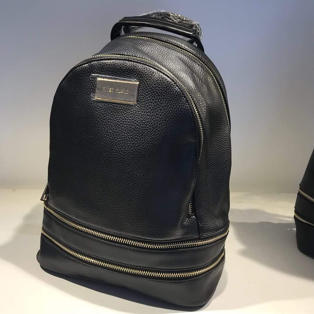 River Island zip pocket backpack in black