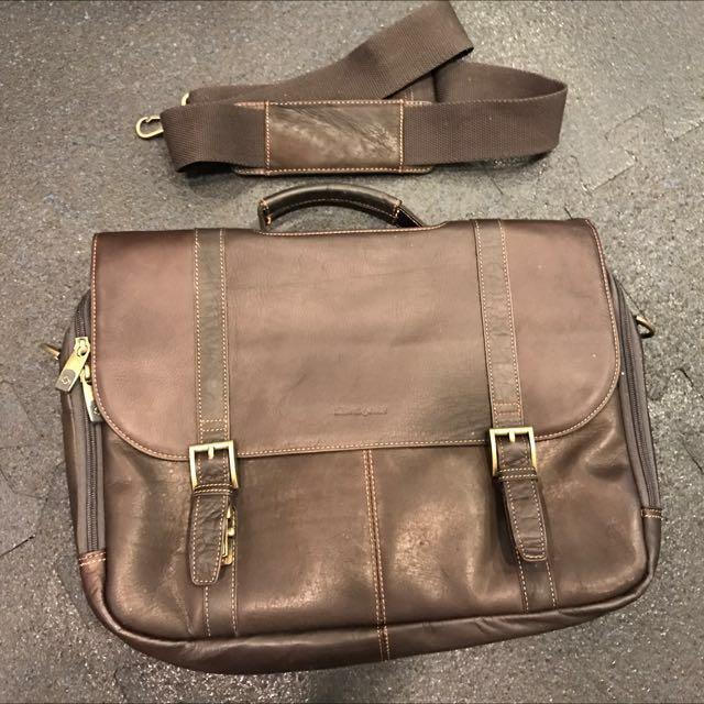 Samsonite Colombian Leather Flap Over Laptop Messenger Bag Dark Brown Men s Fashion Bags Briefcases on Carousell