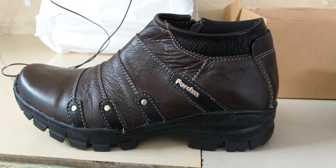 Sepatu Boots Pria Touring Casual Kulit Asli Resleting Fesyen Pria