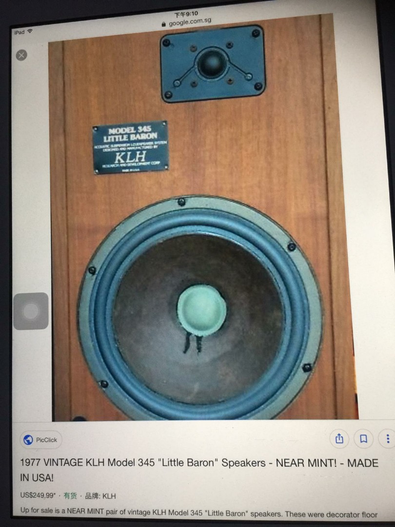 klh reference speakers