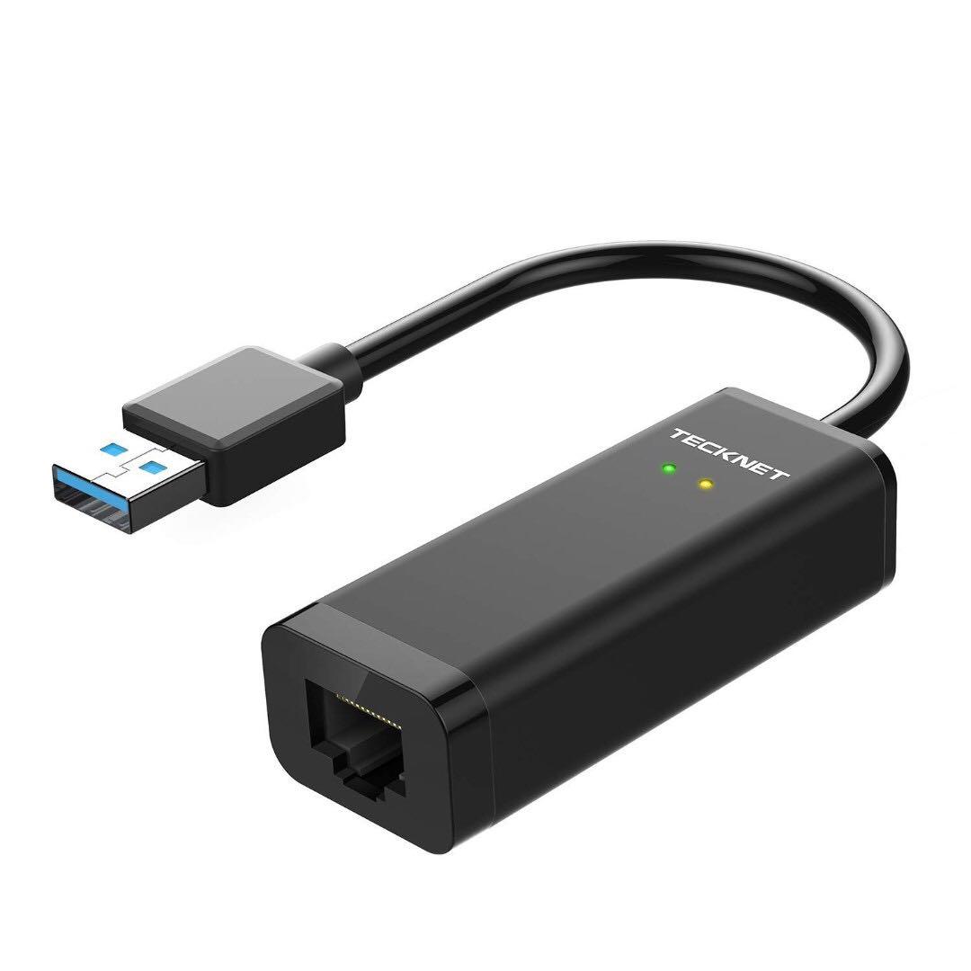 TECKNET USB to Ethernet Adapter, Aluminum 3 Port USB 3.0 Hub with RJ45  10/100/1000 Gigabit Ethernet Adapter