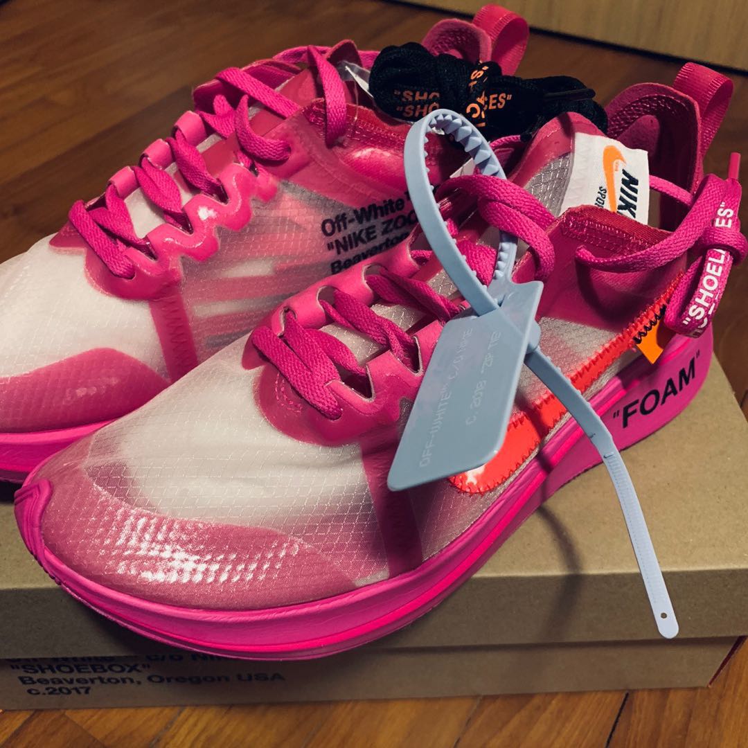 off white nike zoom fly pink