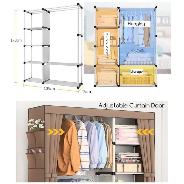 Wardrobe Gy18 Clothes Rack Closet Hanger Shelves Storage