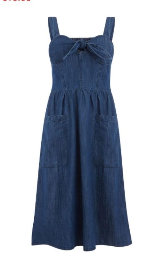 tie front denim dress