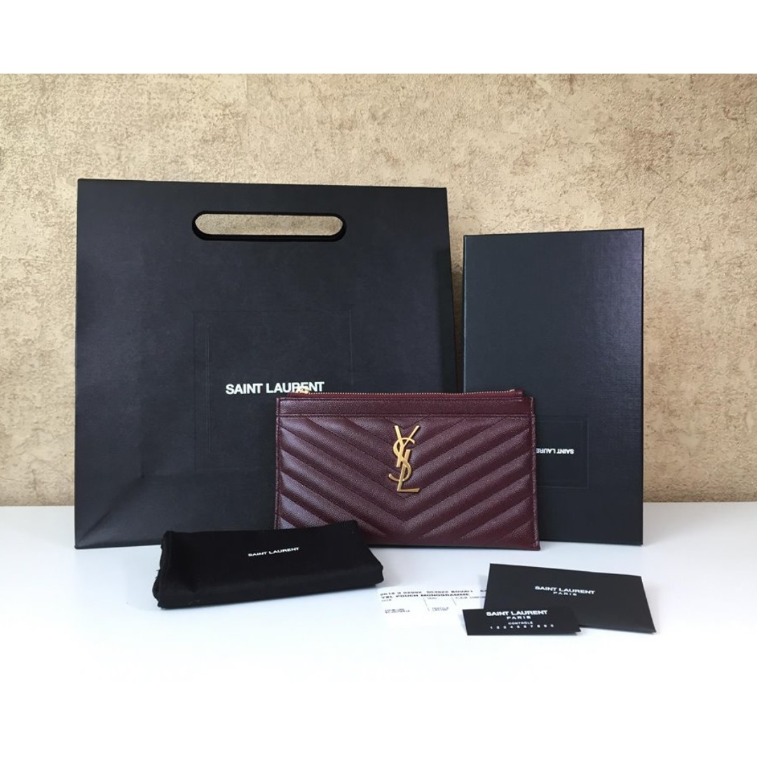 Saint Laurent Monogramme Grain de Poudre Bill Pouch Wallet