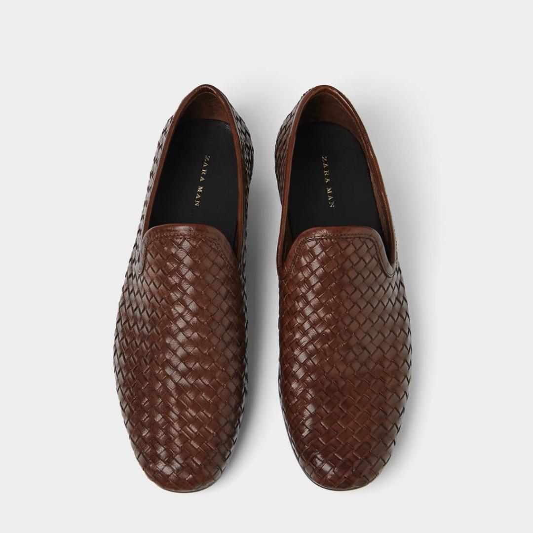 ZARA WOVEN FORMAL LEATHER LOAFERS, Men 