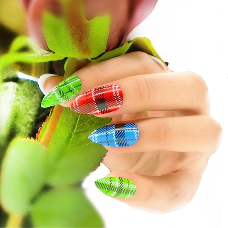 24 Pcs/set Stiletto Nail Art Tips Acrylic New Styles Pointed Nail Salon Fake French Full Nails Art Tips Manicure Set Free Glue