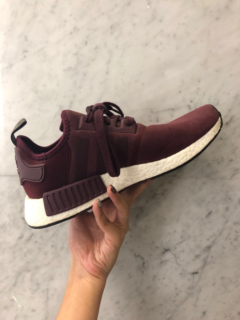 Adidas nmd suede burgundy sales for sale
