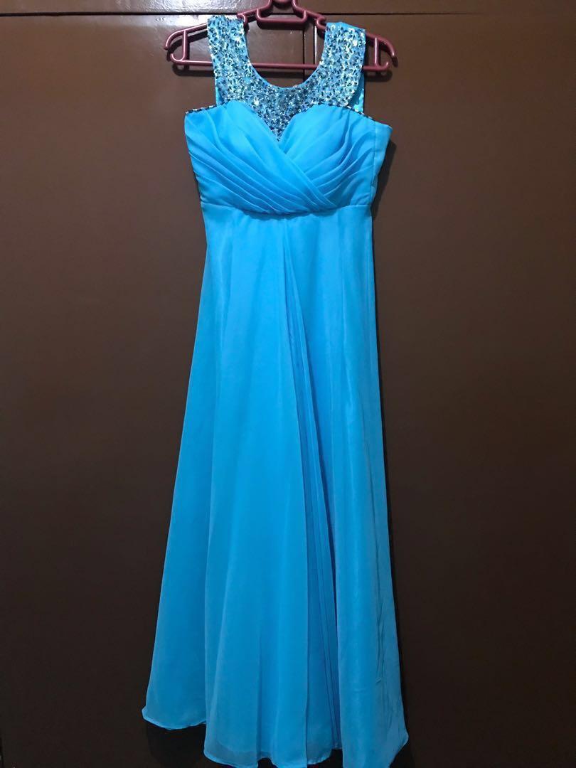 aqua blue long gown