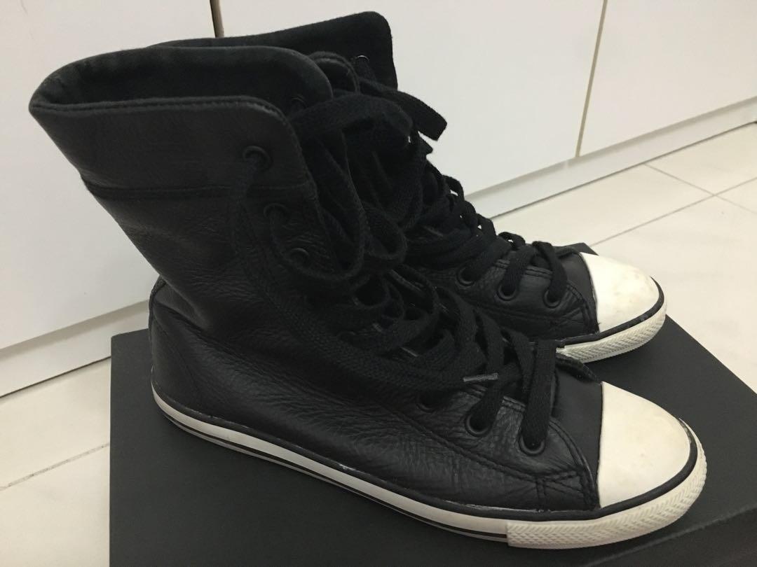 black on black leather converse