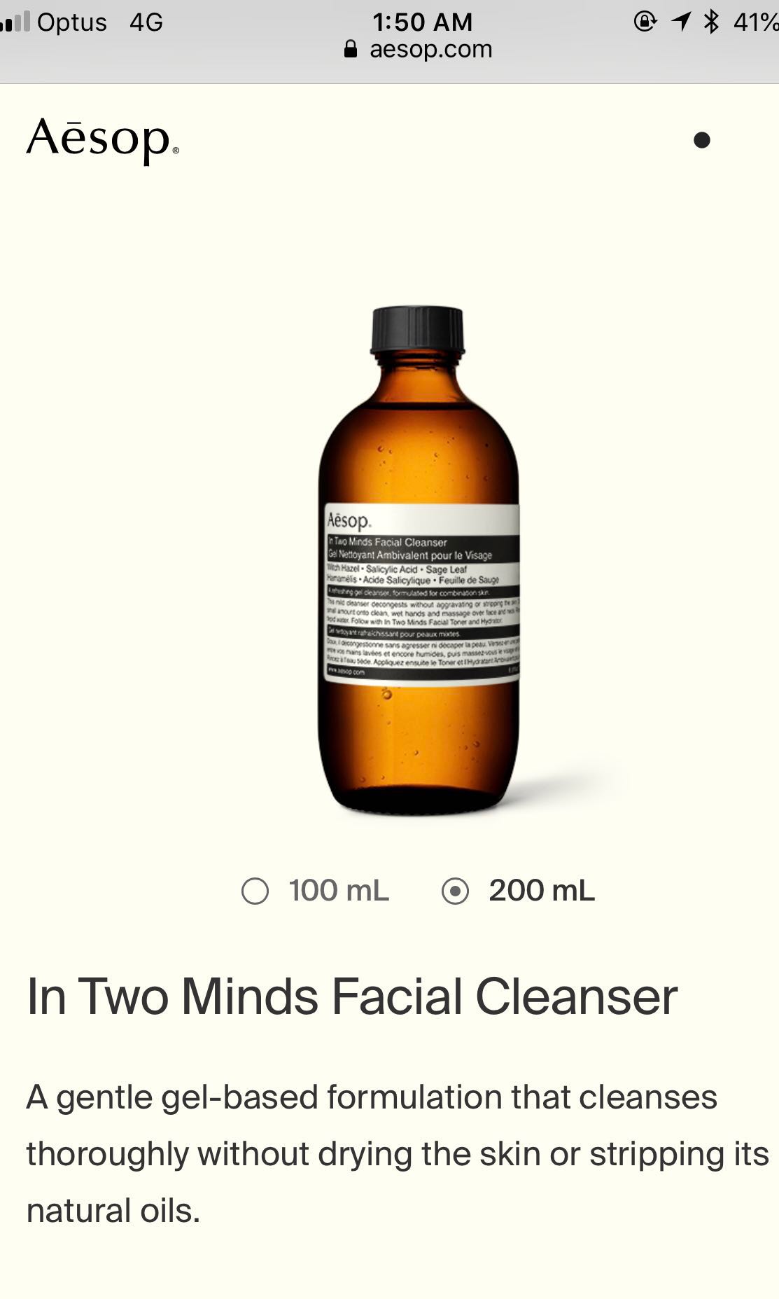 aesop in two minds facial cleanser