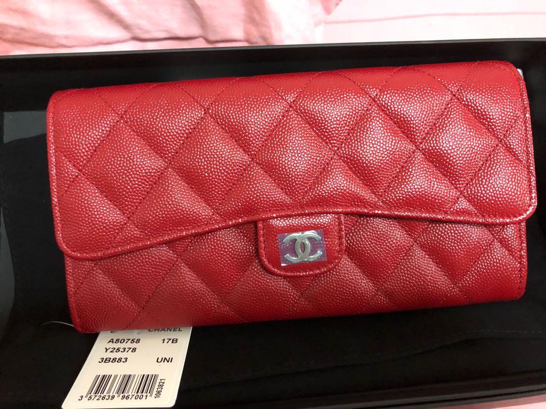 Chanel 17B red Long wallet