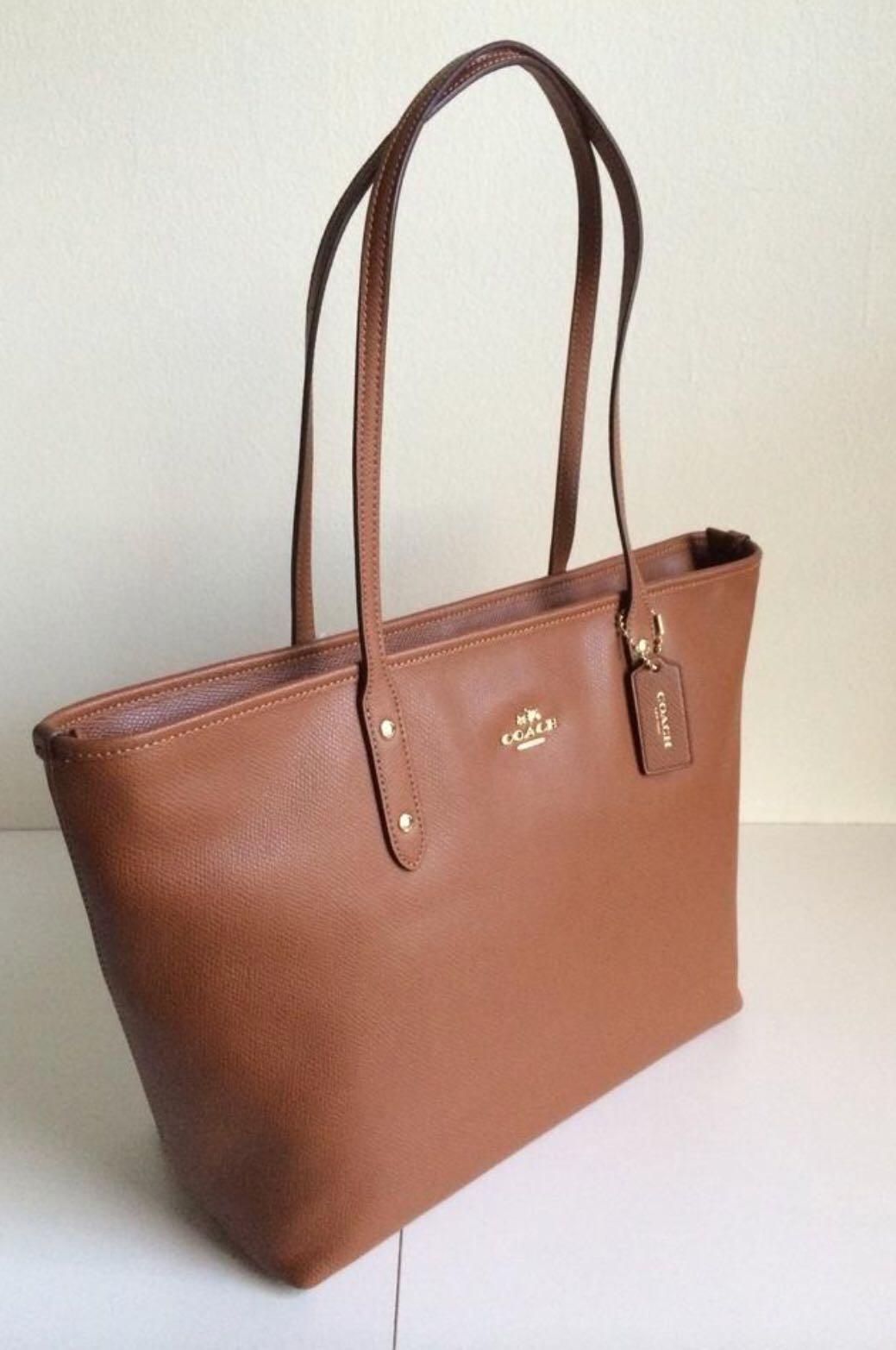 Coach Crossgrain Leather Large City Zip Tote Bag
