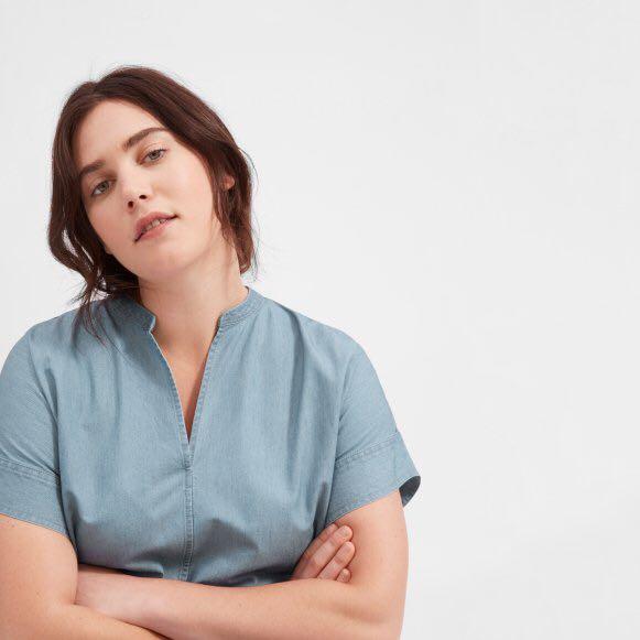 Everlane split neck jean dress top