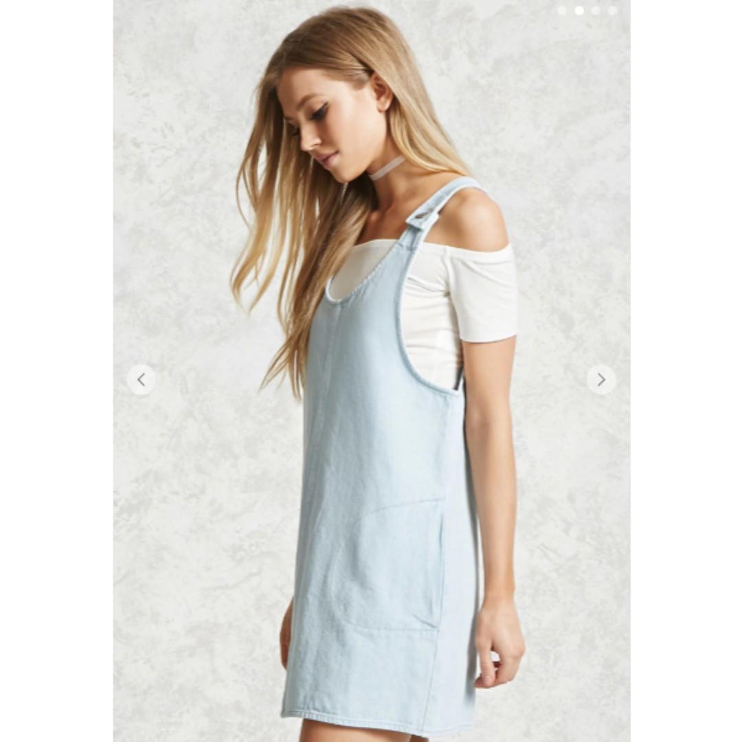 Forever 21 Denim Overall Dress Women S Fashion Clothes Dresses Skirts On Carousell