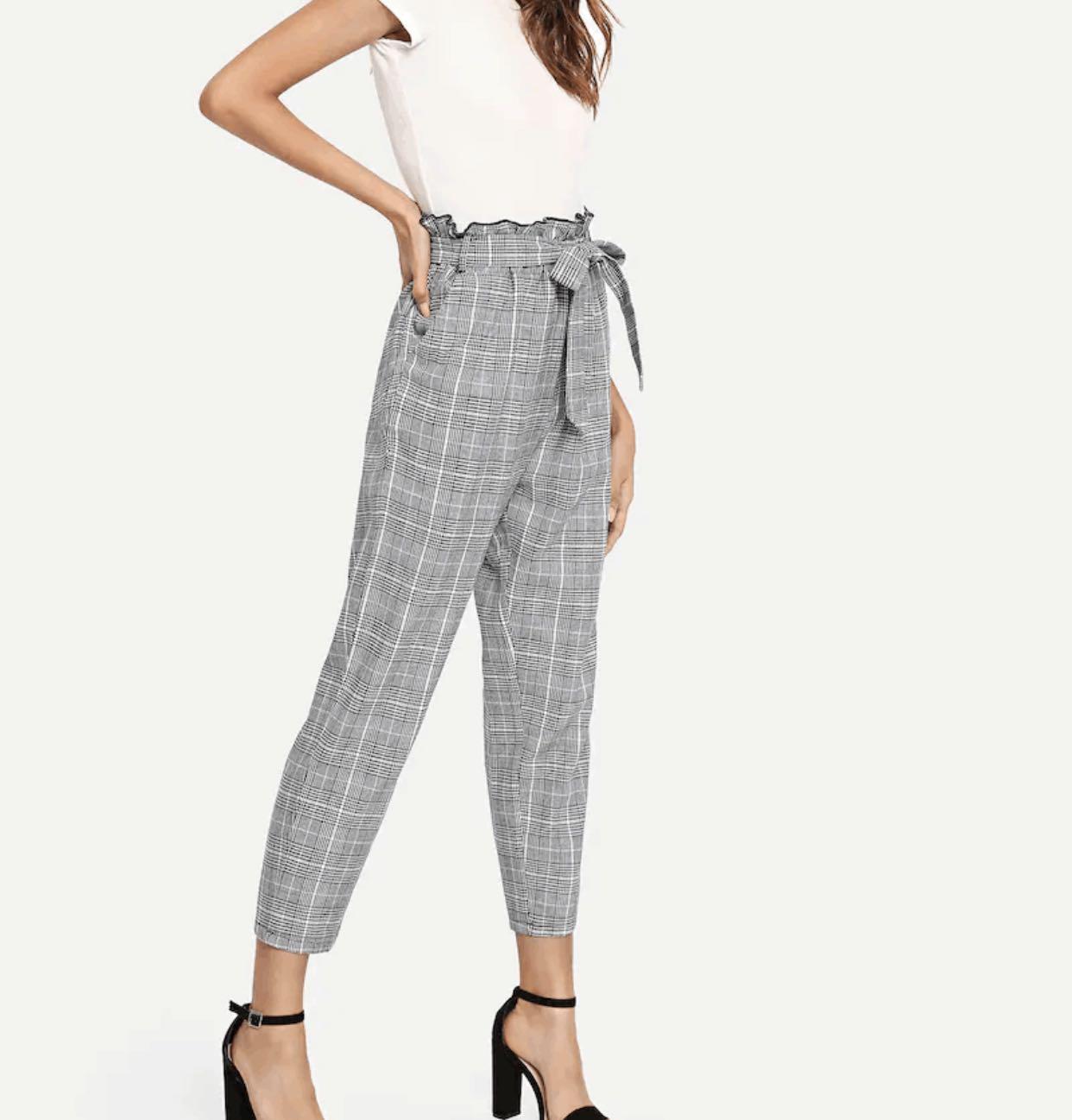 plaid pants with tie