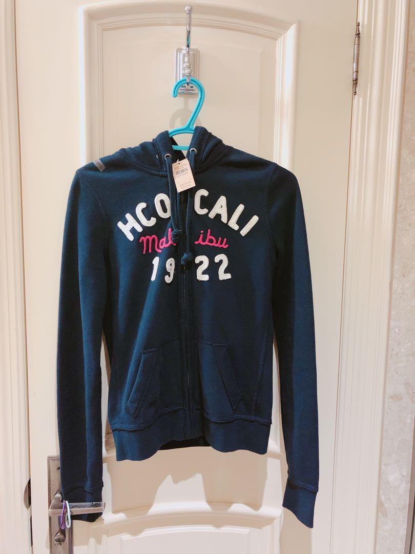 Navy blue hollister zip up hoodie Clearance