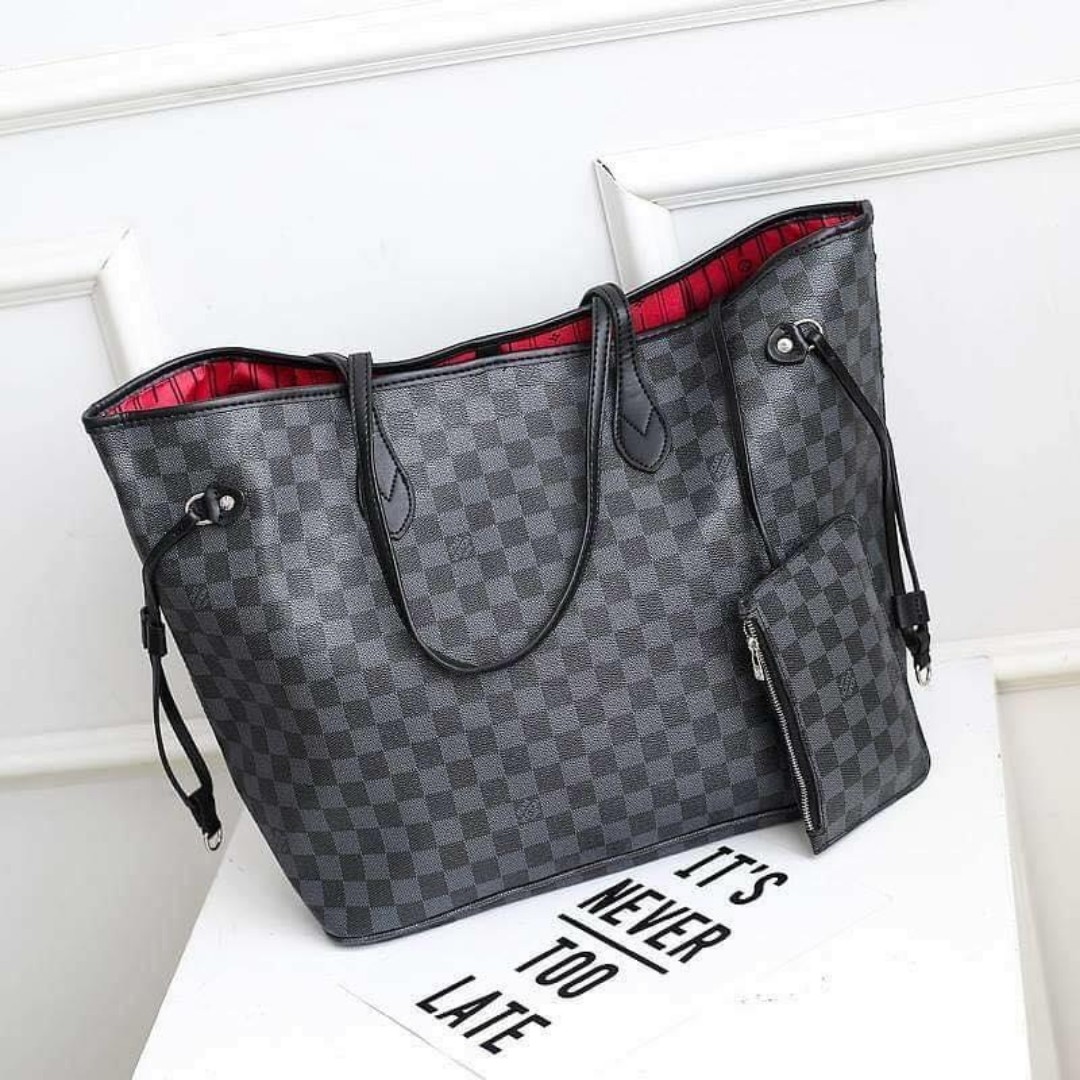 louis vuitton neverfull black and grey
