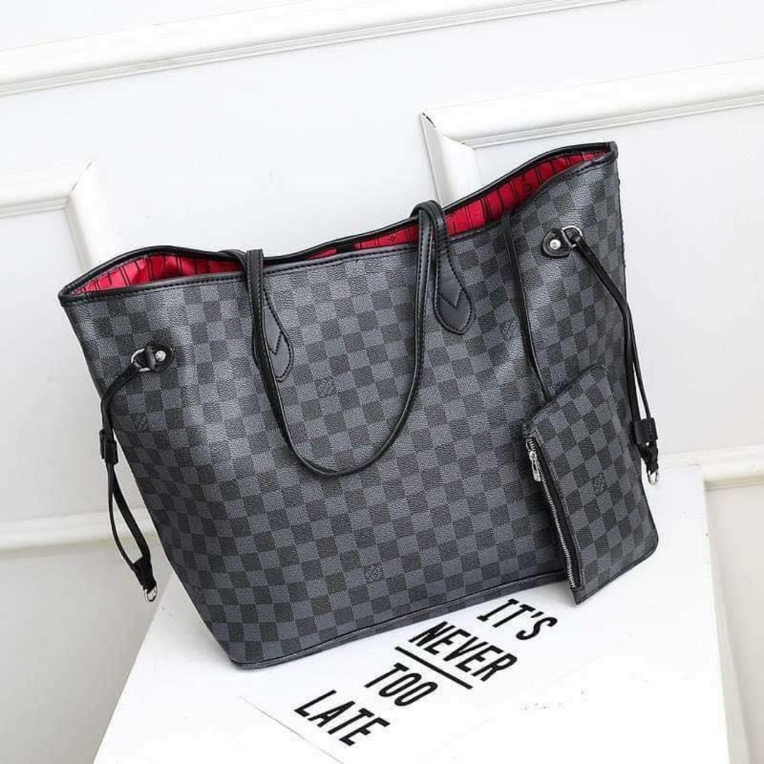 louis vuitton black and grey neverfull