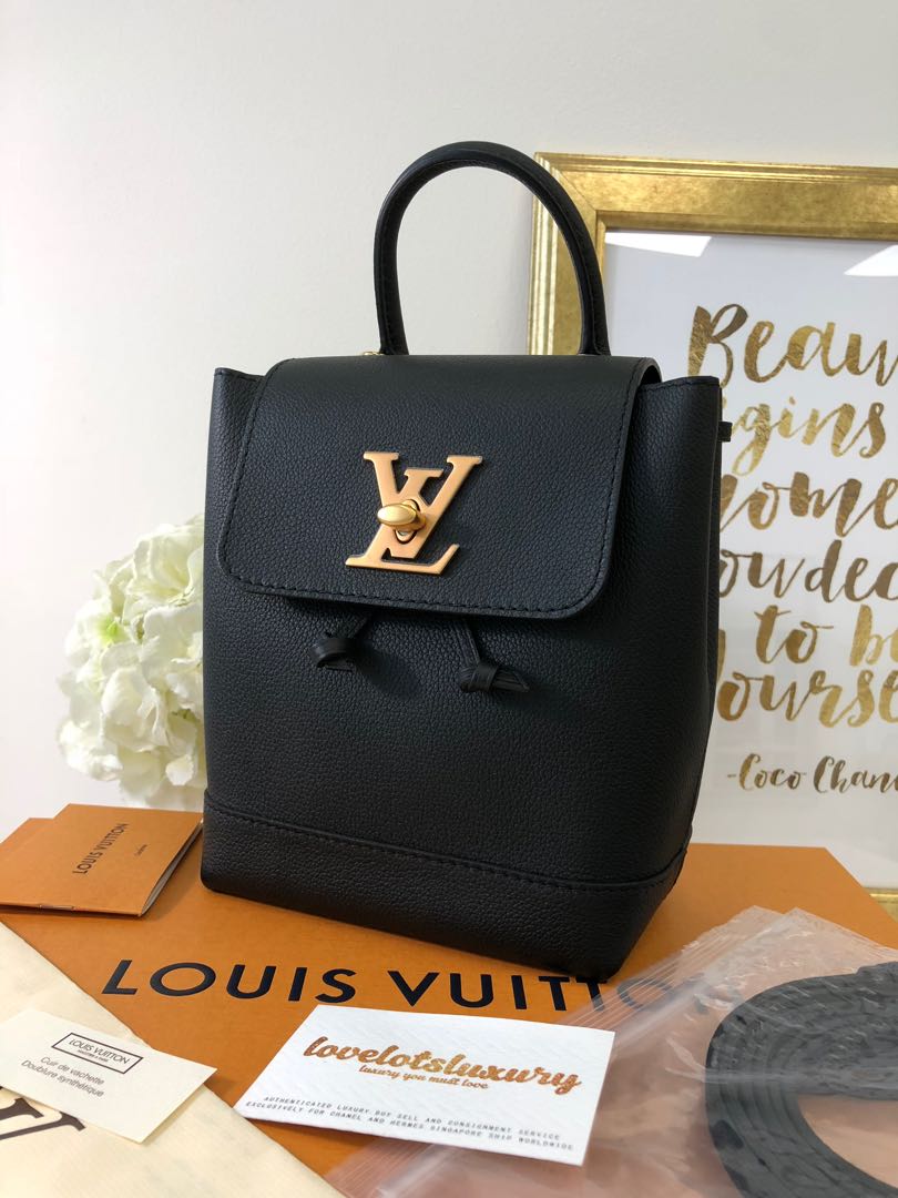 Louis Vuitton Calfskin Lockme Backpack Black M41815 RARE Sold Out