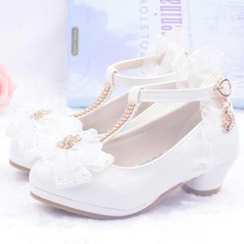 Low Heel Flower Girl Shoes With Gold 